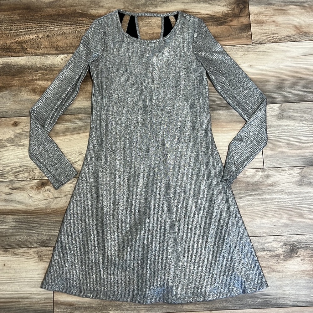Bar lll Silver metallic double layered fit and flare dress